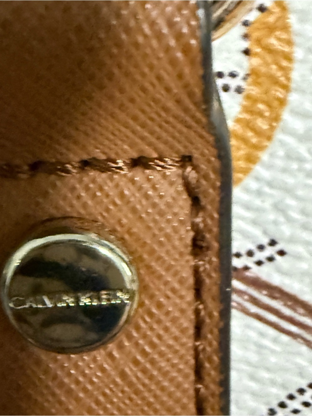 Calvin Klein Multicolor Logo-Print Structured Tote with Tan Trim and gold tones! - Picture 5 of 11